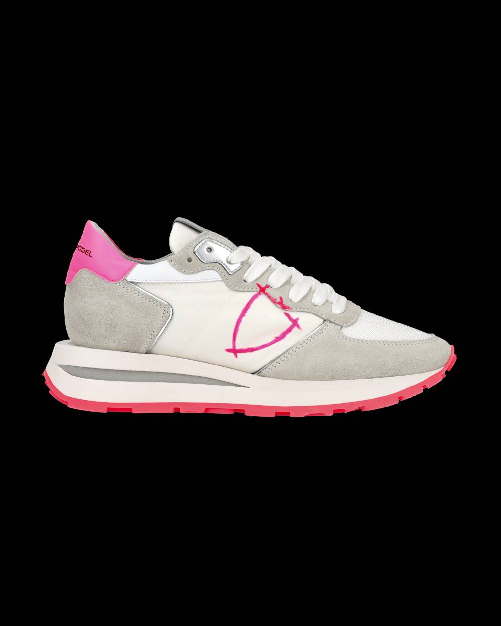 Philippe Model Sneaker Basse Tropez Haute Donna - Bianco, Grigio E Fucsia