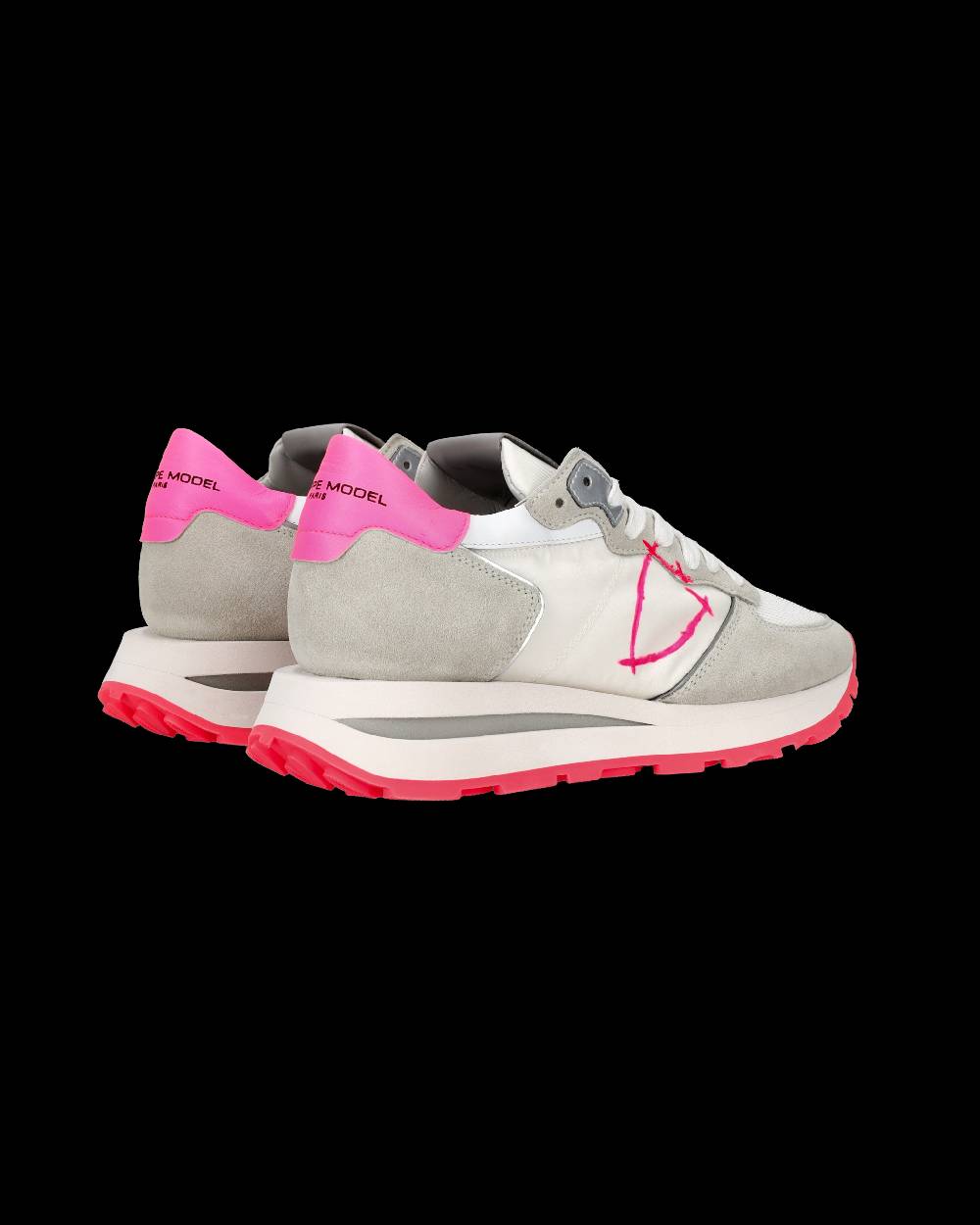 Philippe Model Sneaker Basse Tropez Haute Donna - Bianco, Grigio E Fucsia