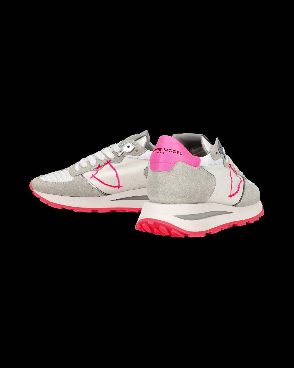 Philippe Model Sneaker Basse Tropez Haute Donna - Bianco, Grigio E Fucsia