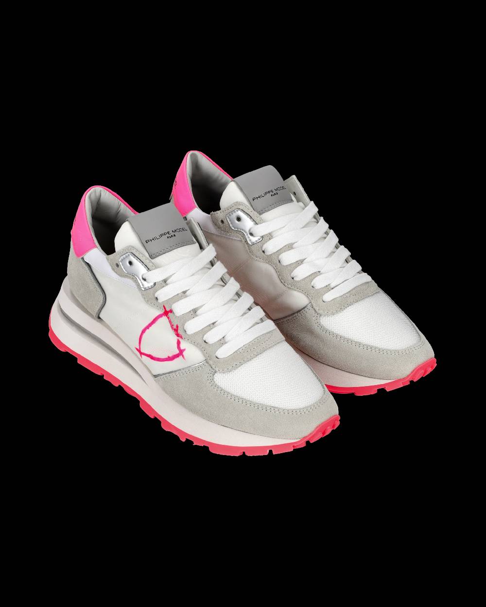 Philippe Model Sneaker basse Tropez Haute donna - bianco, grigio e fucsia