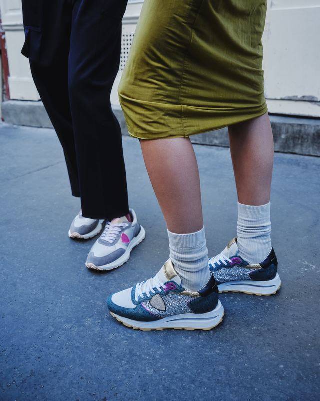 Philippe Model Sneaker Basse Tropez Haute Donna - Verde E Argento