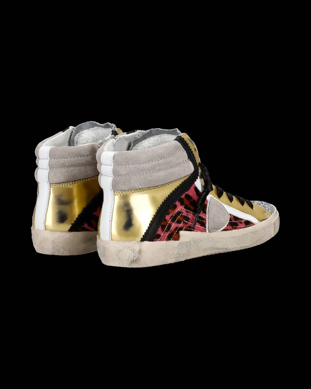 Philippe Model Sneaker Casual Prsx Da Donna In Nylon E Pelle - Nero E Argento