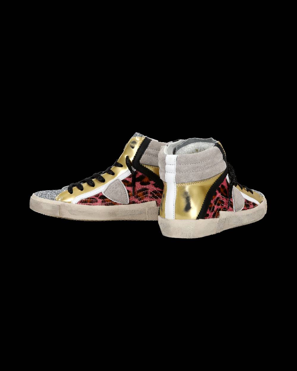 Philippe Model Sneaker Casual Prsx Da Donna In Nylon E Pelle - Nero E Argento