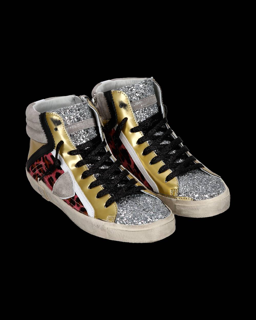 Philippe Model Sneaker casual Prsx da donna in nylon e pelle - Nero e argento