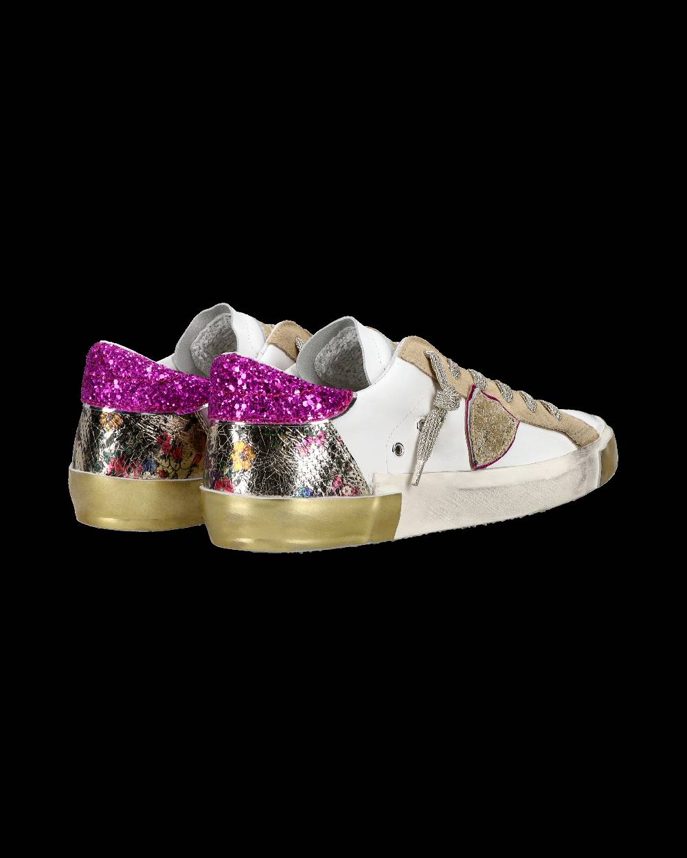 Philippe Model Sneaker Casual Prsx Da Donna In Pelle - Bianco E Fucsia