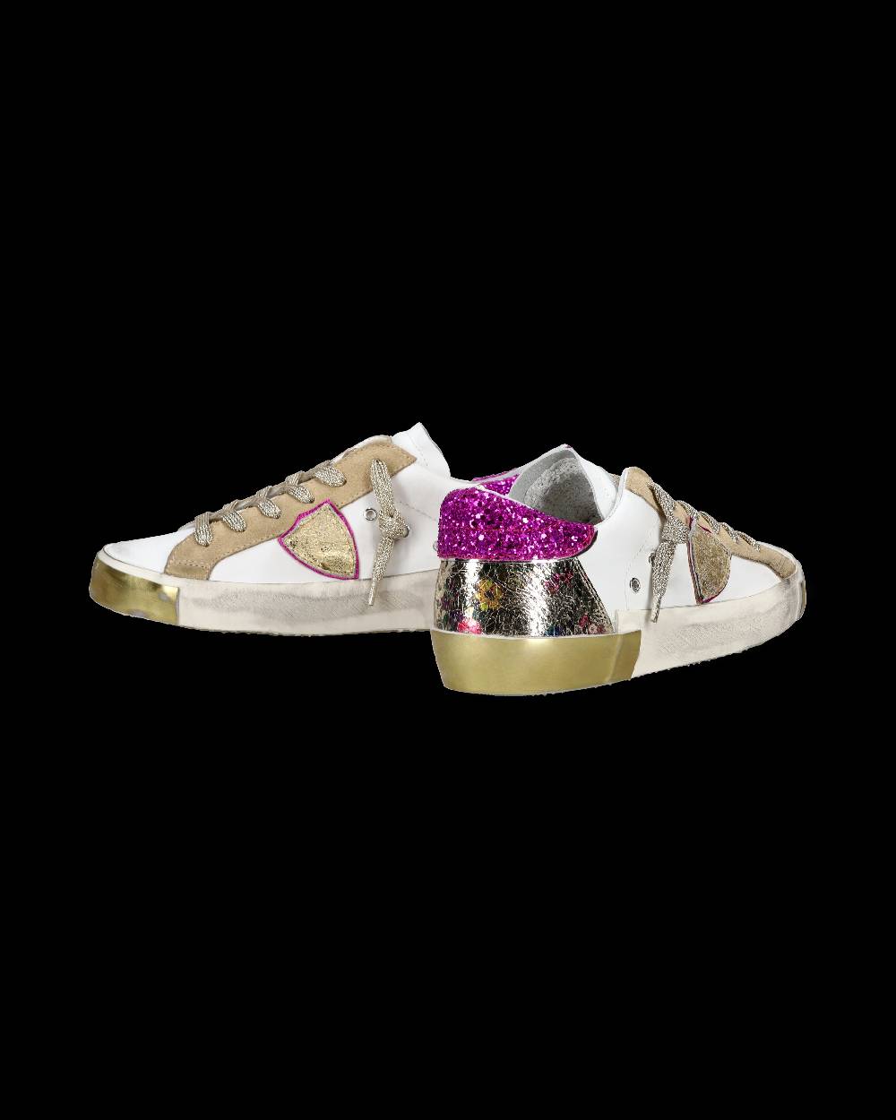 Philippe Model Sneaker Casual Prsx Da Donna In Pelle - Bianco E Fucsia