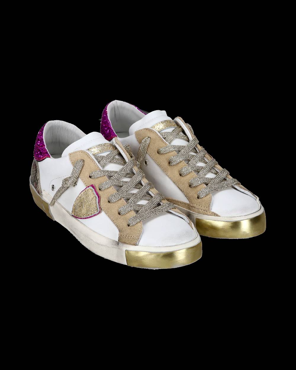 Philippe Model Sneaker casual Prsx da donna in pelle - Bianco e fucsia