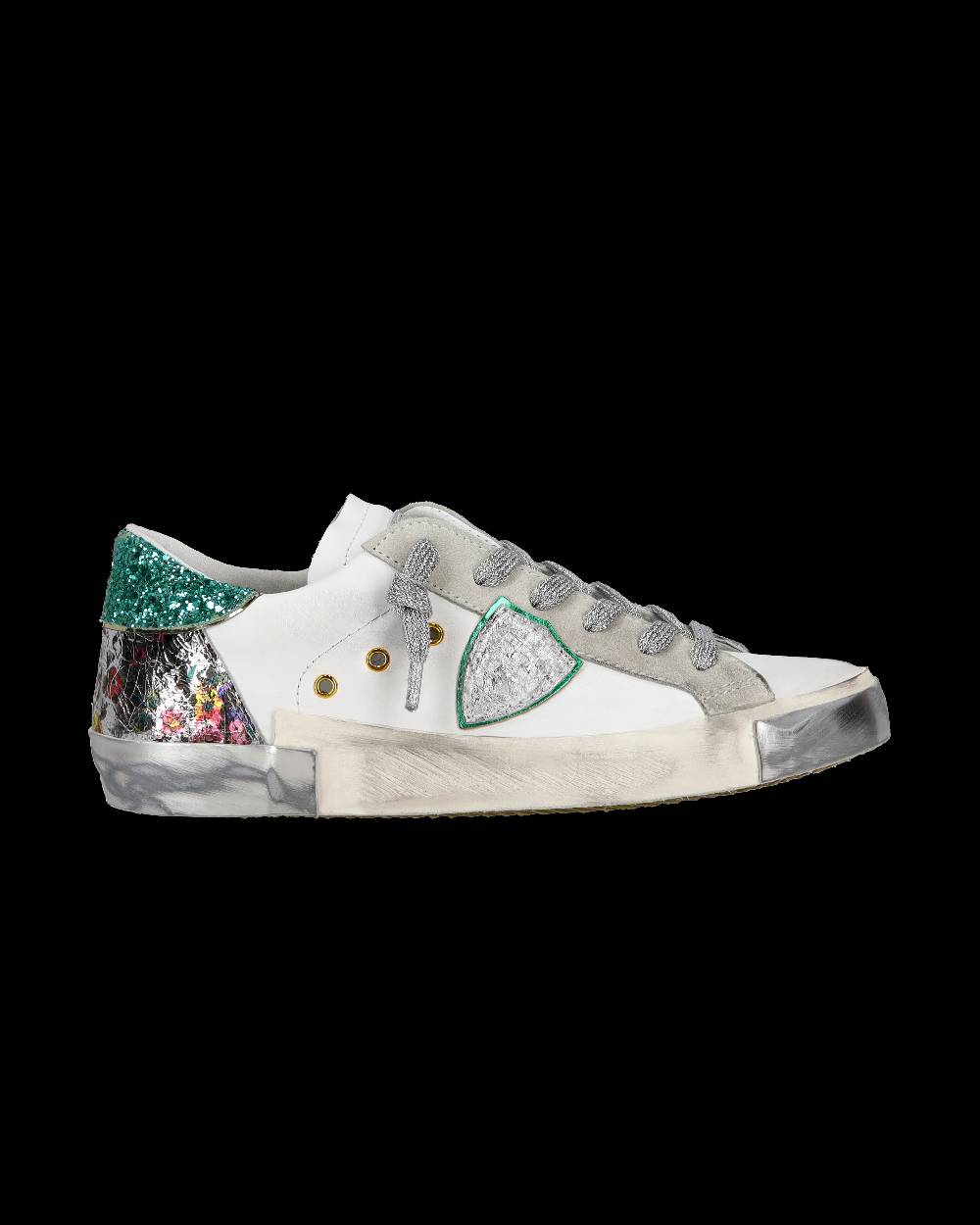 Philippe Model Sneaker Casual Prsx Da Donna In Pelle - Bianco E Verde