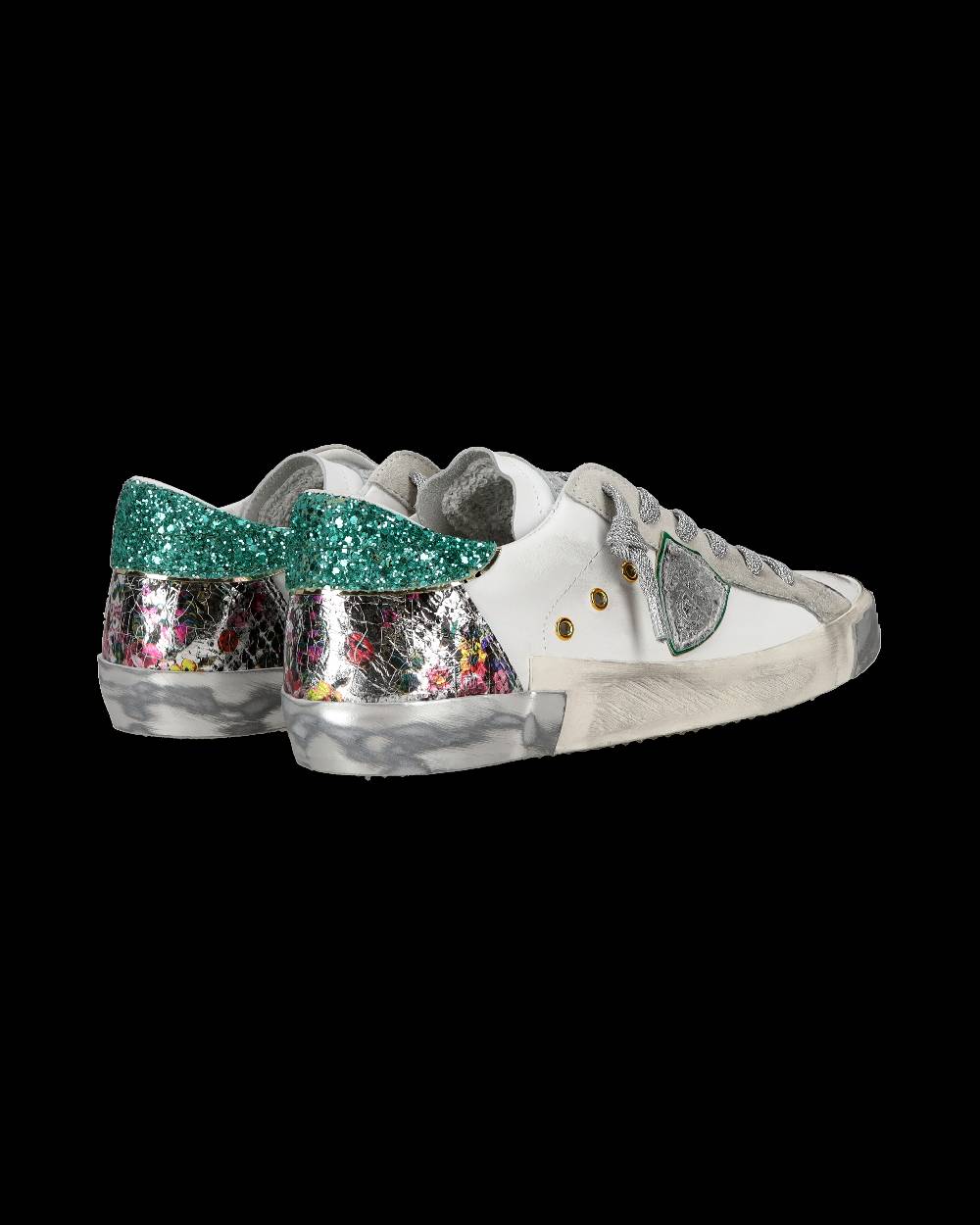 Philippe Model Sneaker Casual Prsx Da Donna In Pelle - Bianco E Verde