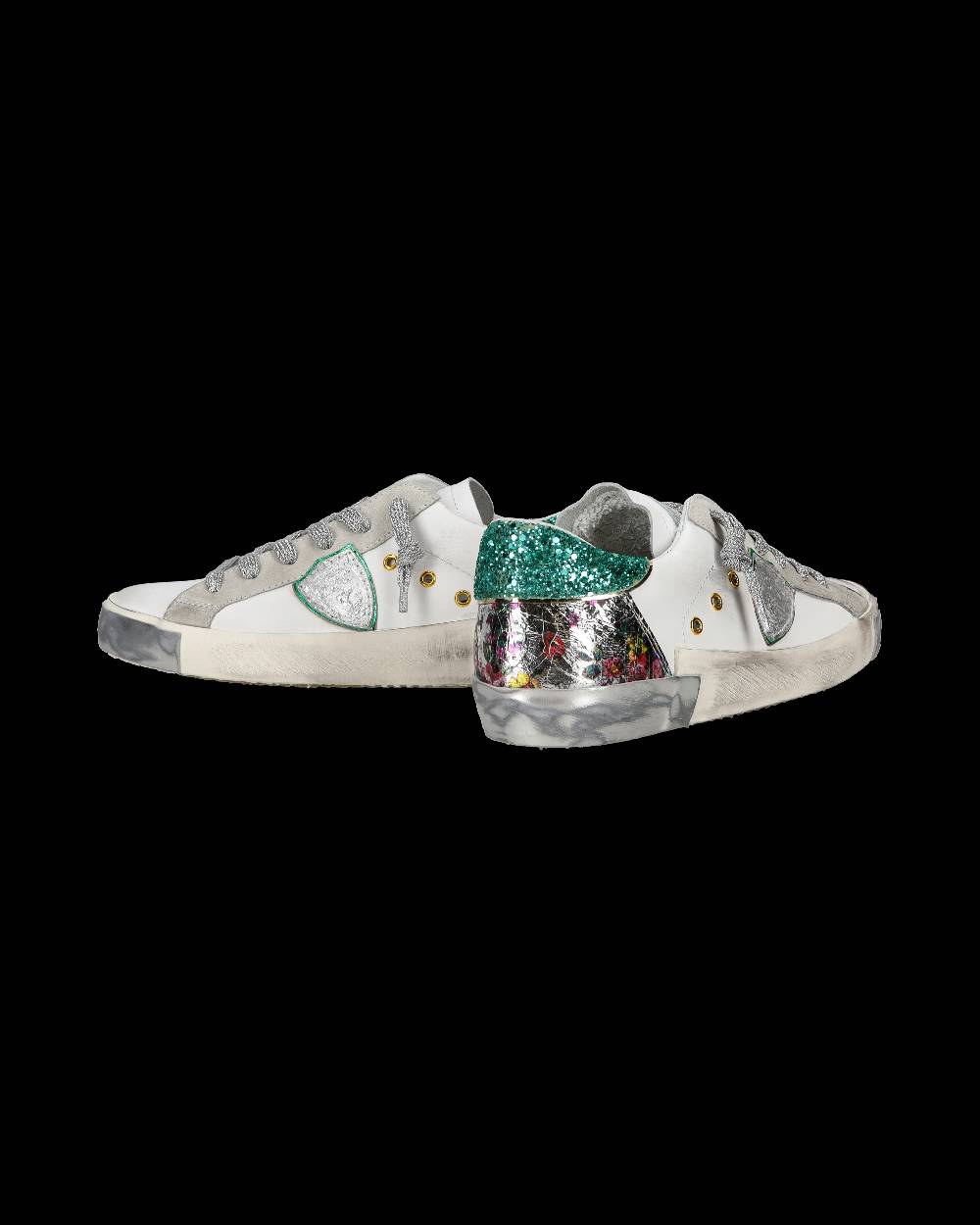 Philippe Model Sneaker Casual Prsx Da Donna In Pelle - Bianco E Verde