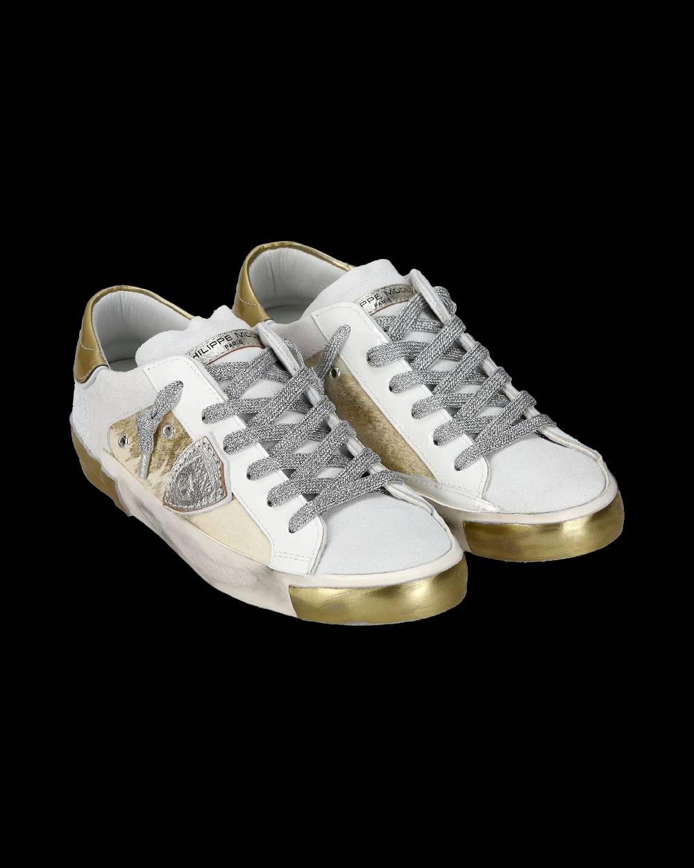 Philippe Model Sneaker casual Prsx da donna in pelle scamosciata - Argento e bianco