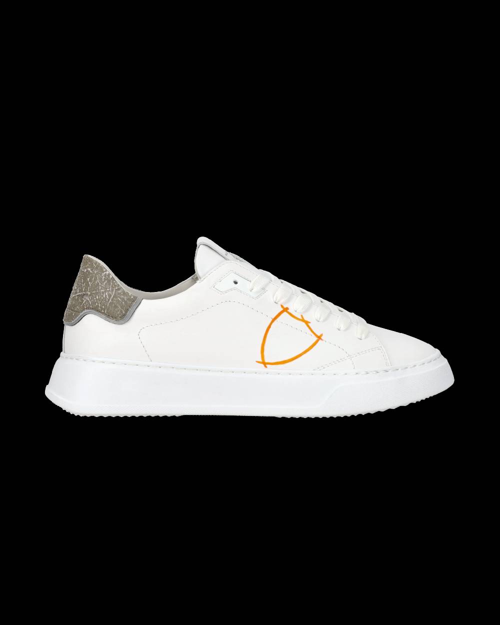 Philippe Model Sneaker Casual Temple Da Uomo In Pelle - Arancione E Bianco