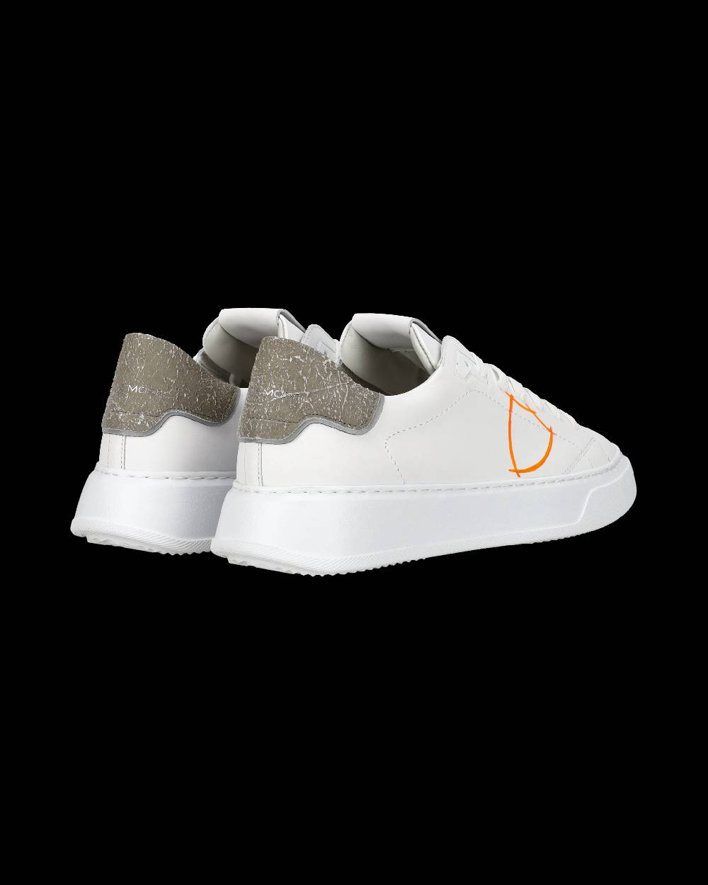 Philippe Model Sneaker Casual Temple Da Uomo In Pelle - Arancione E Bianco