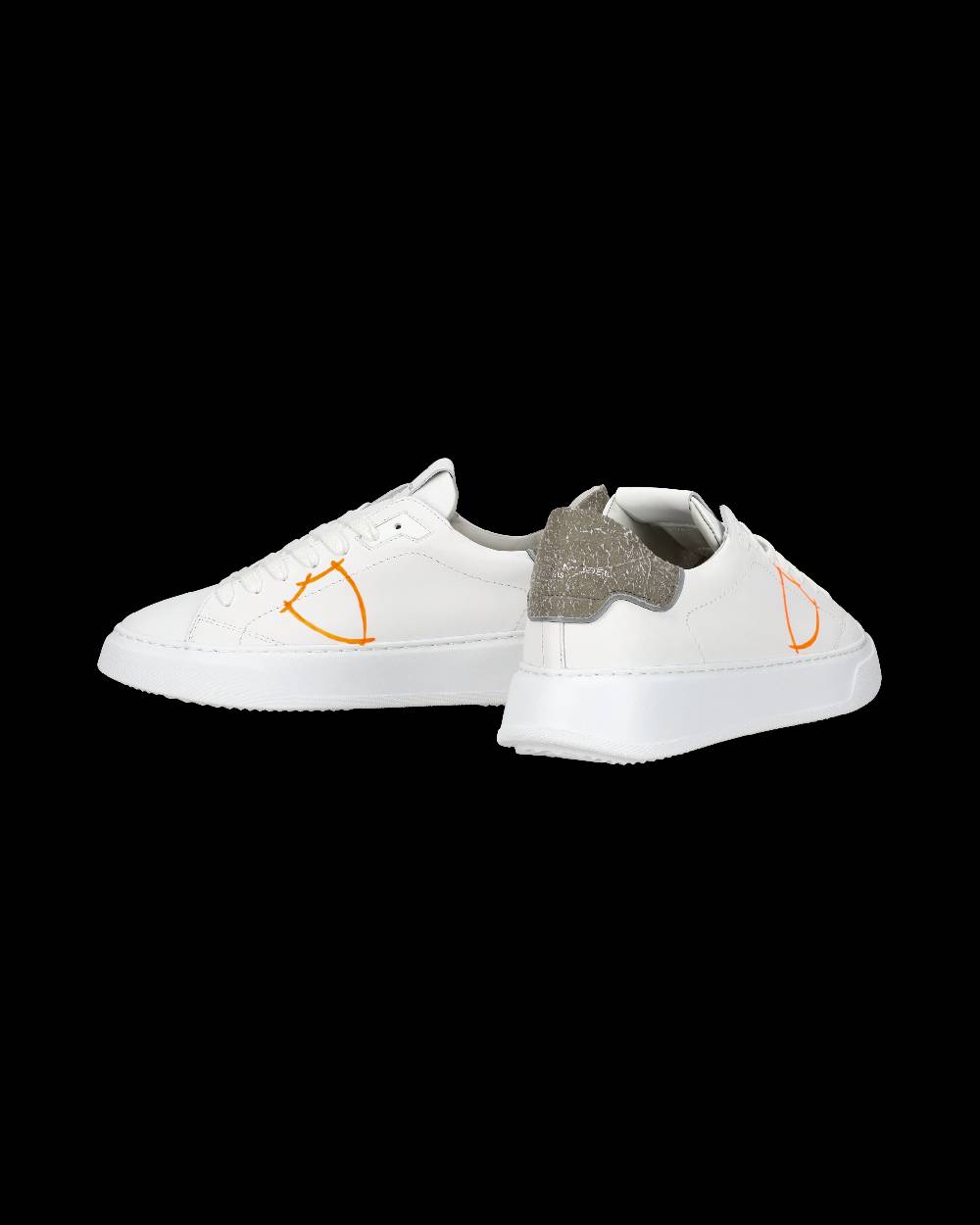 Philippe Model Sneaker Casual Temple Da Uomo In Pelle - Arancione E Bianco
