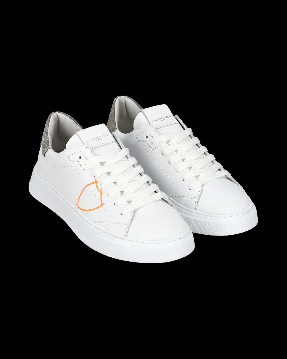 Philippe Model Sneaker Casual Temple Da Uomo In Pelle - Arancione E Bianco