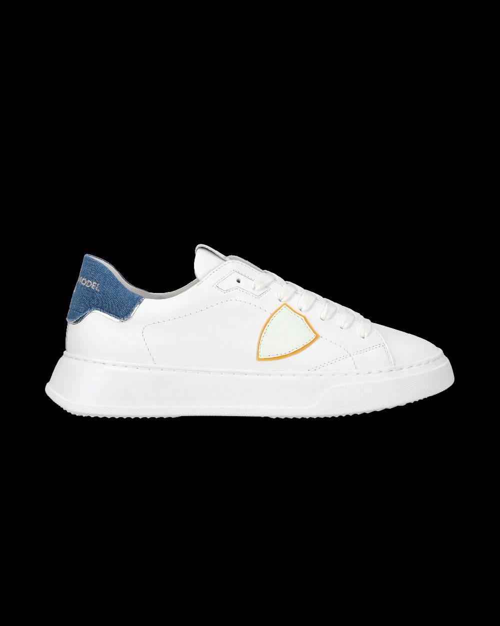 Philippe Model Sneaker Casual Temple Da Uomo In Pelle E Denim - Blu E Bianco