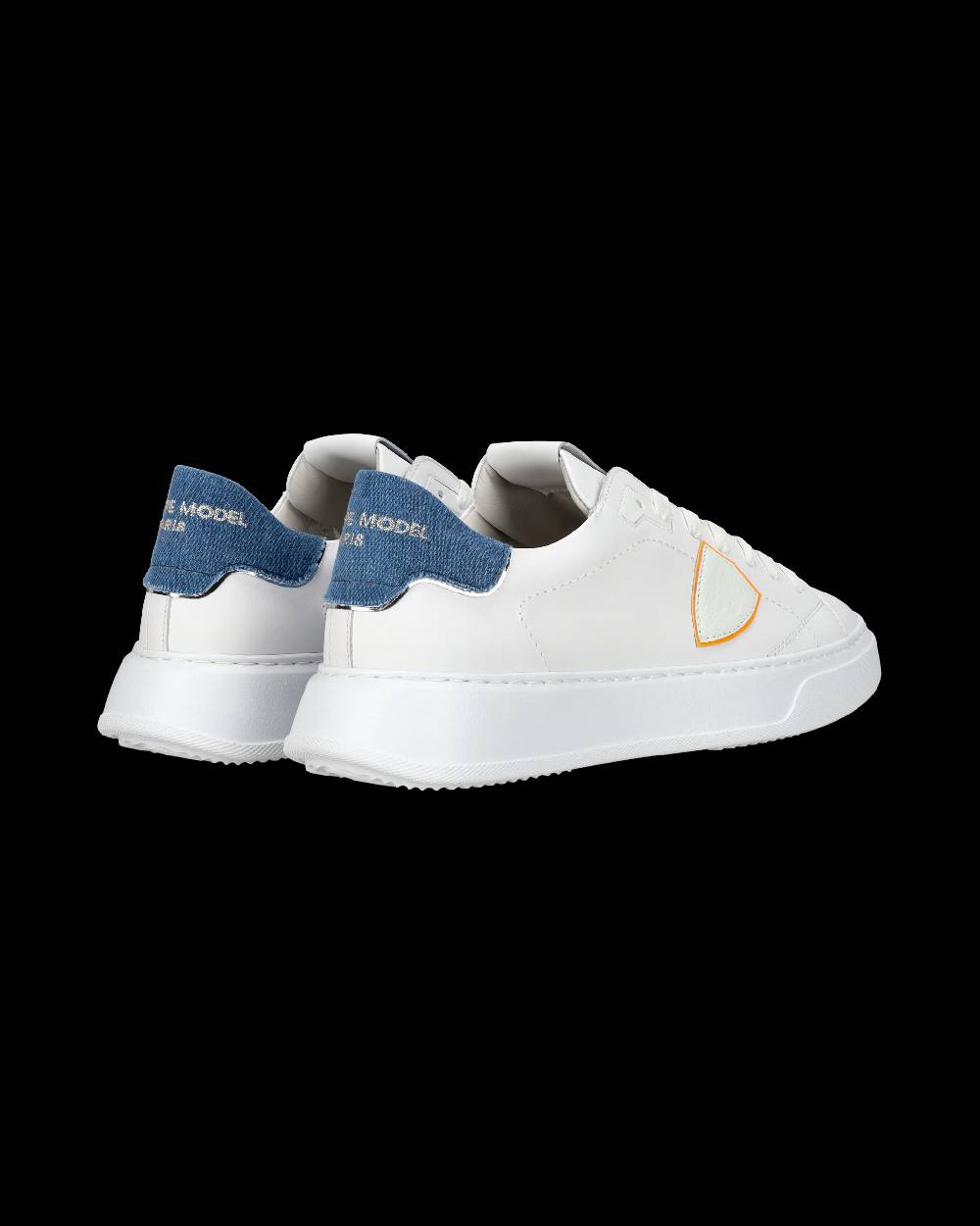 Philippe Model Sneaker Casual Temple Da Uomo In Pelle E Denim - Blu E Bianco