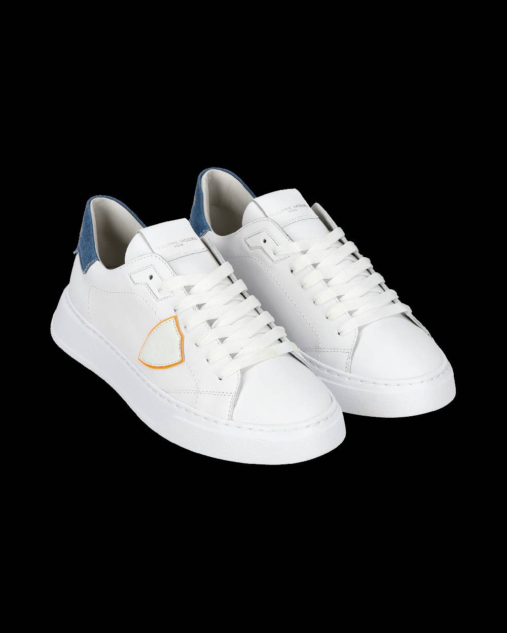 Philippe Model Sneaker casual Temple da uomo in pelle e denim - Blu e bianco