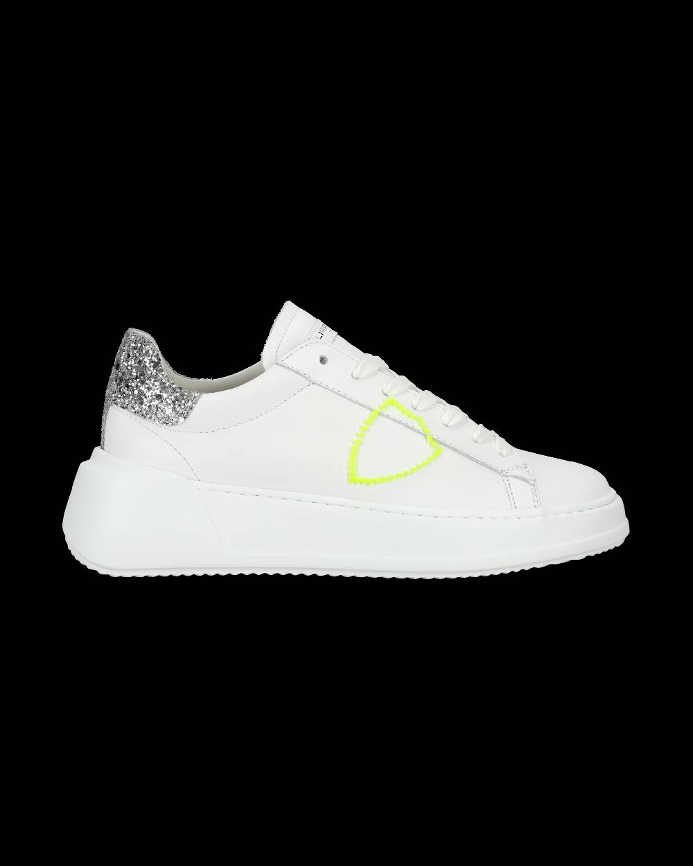 Philippe Model Sneaker Casual Tres Temple Da Donna In Pelle - Argento E Bianco