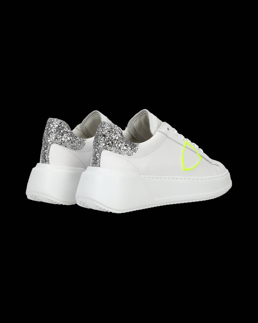 Philippe Model Sneaker Casual Tres Temple Da Donna In Pelle - Argento E Bianco