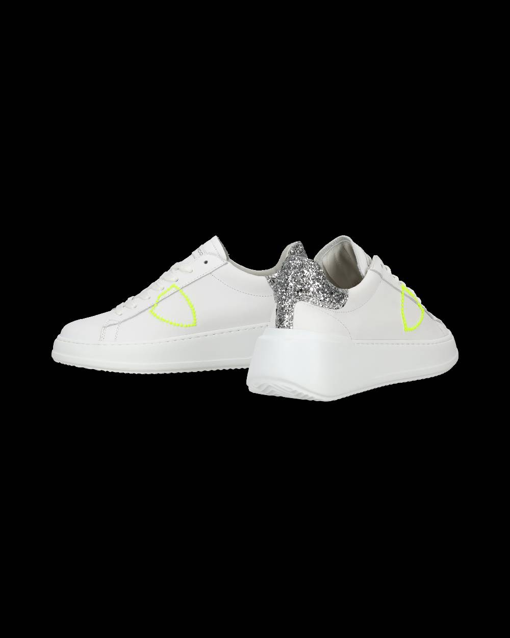 Philippe Model Sneaker Casual Tres Temple Da Donna In Pelle - Argento E Bianco