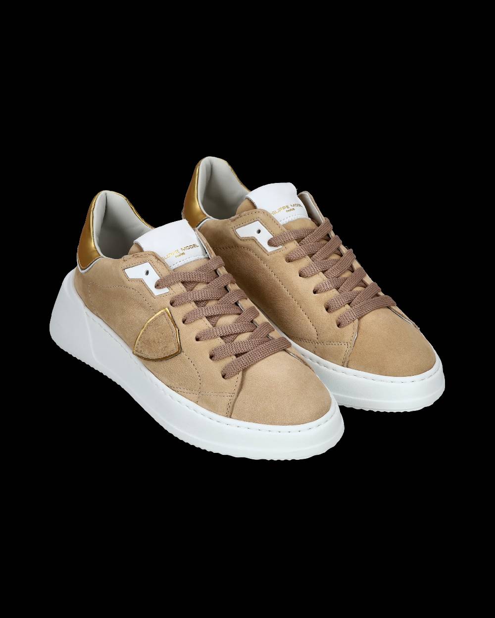 Philippe Model Sneaker casual Tres Temple da donna in pelle Nabuk - Beige