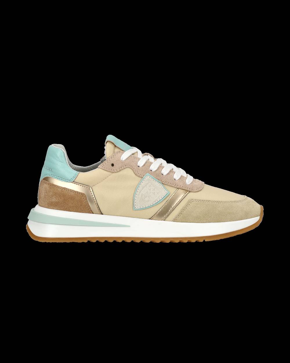 Philippe Model Sneaker Casual Tropez 2.1 Da Donna In Nylon E Pelle - Turchese E Beige