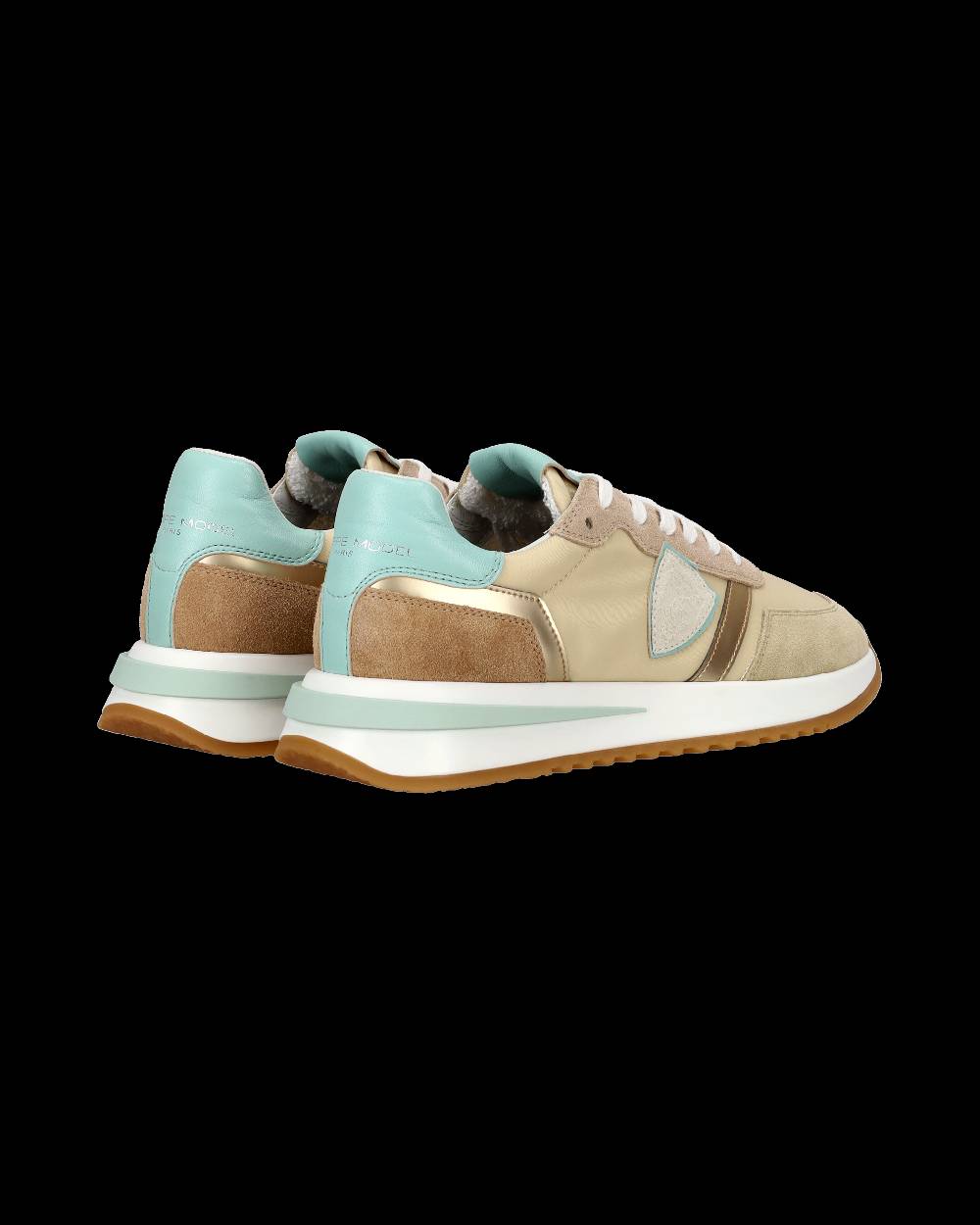 Philippe Model Sneaker Casual Tropez 2.1 Da Donna In Nylon E Pelle - Turchese E Beige