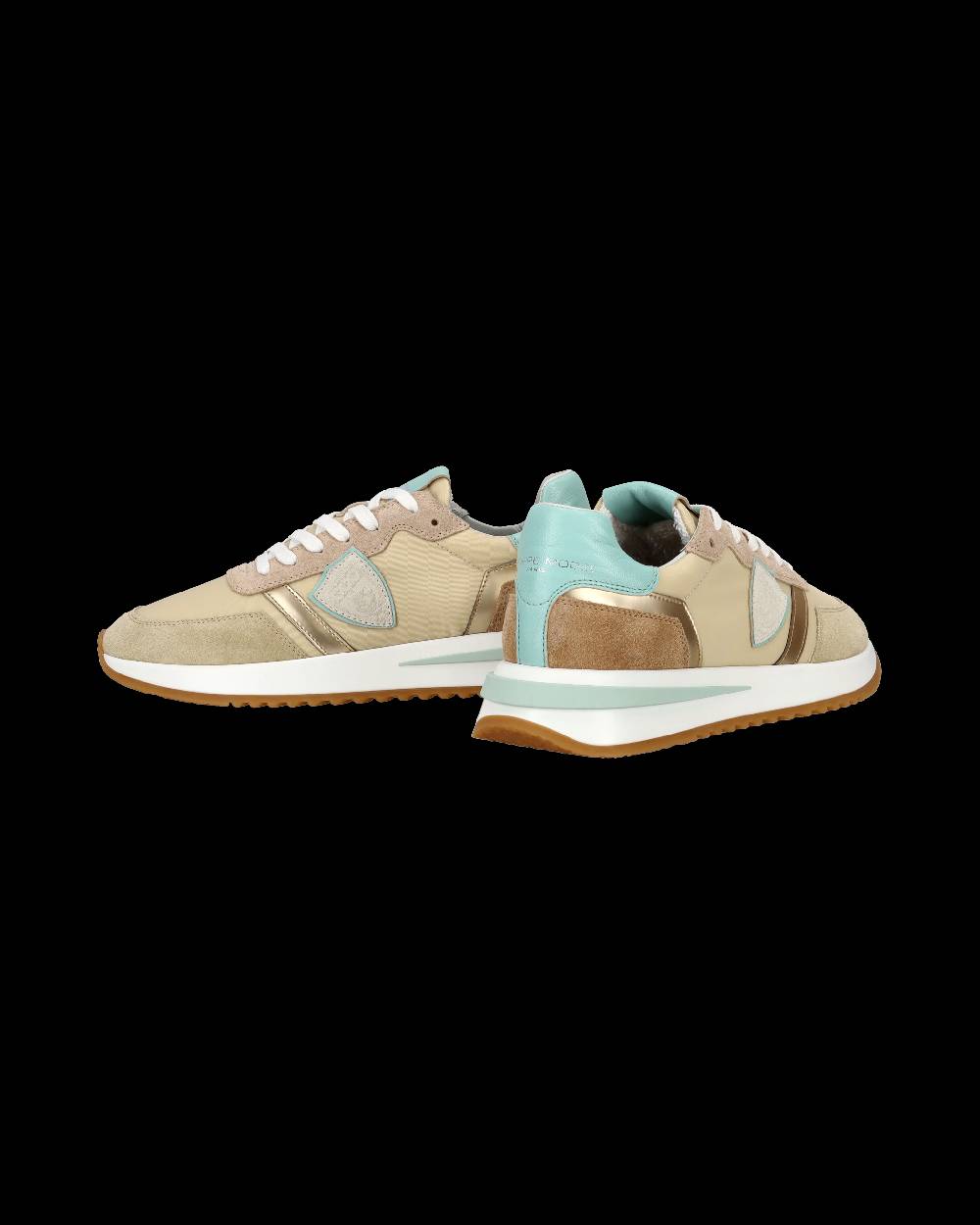 Philippe Model Sneaker Casual Tropez 2.1 Da Donna In Nylon E Pelle - Turchese E Beige