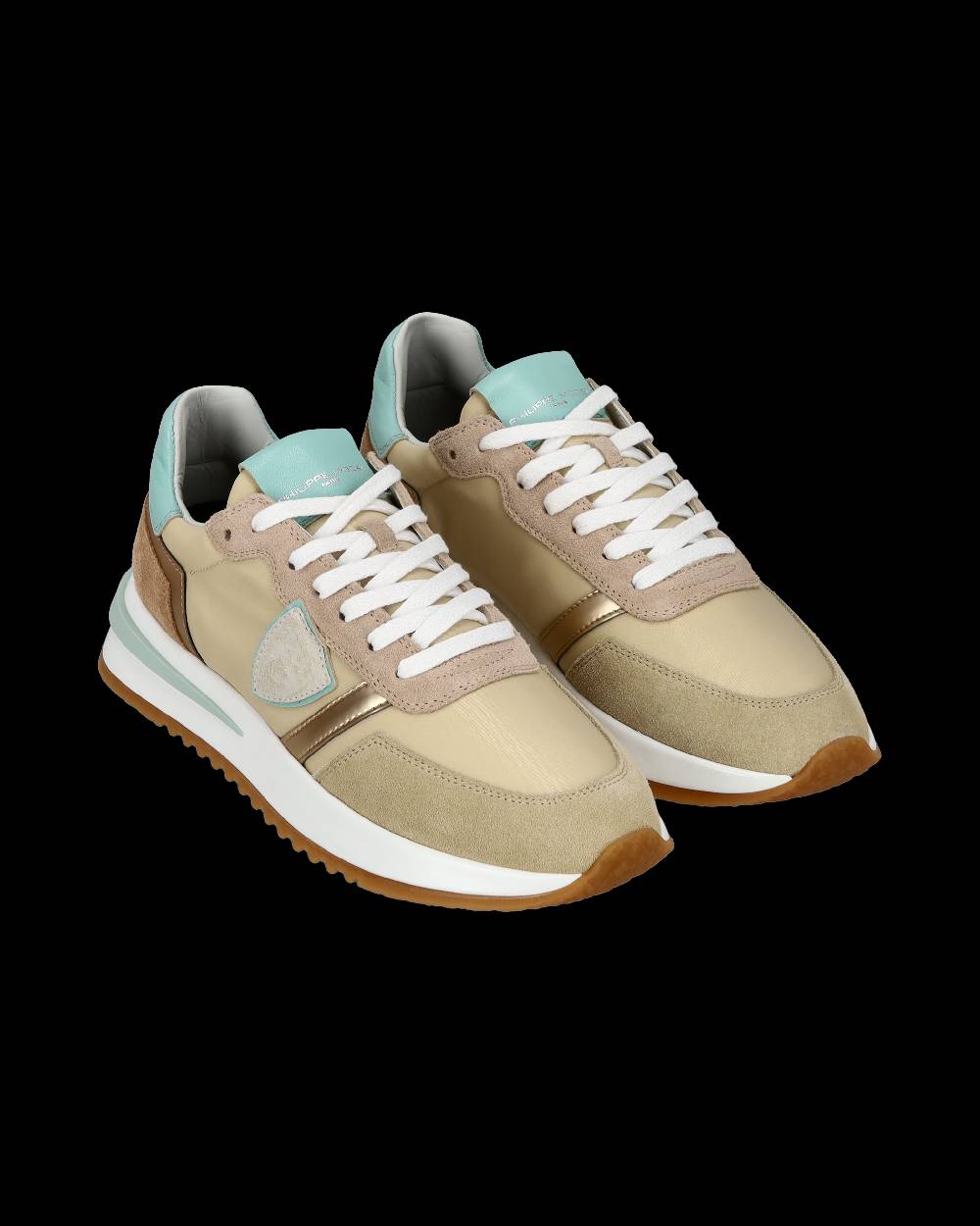 Philippe Model Sneaker casual Tropez 2.1 da donna in nylon e pelle - Turchese e beige