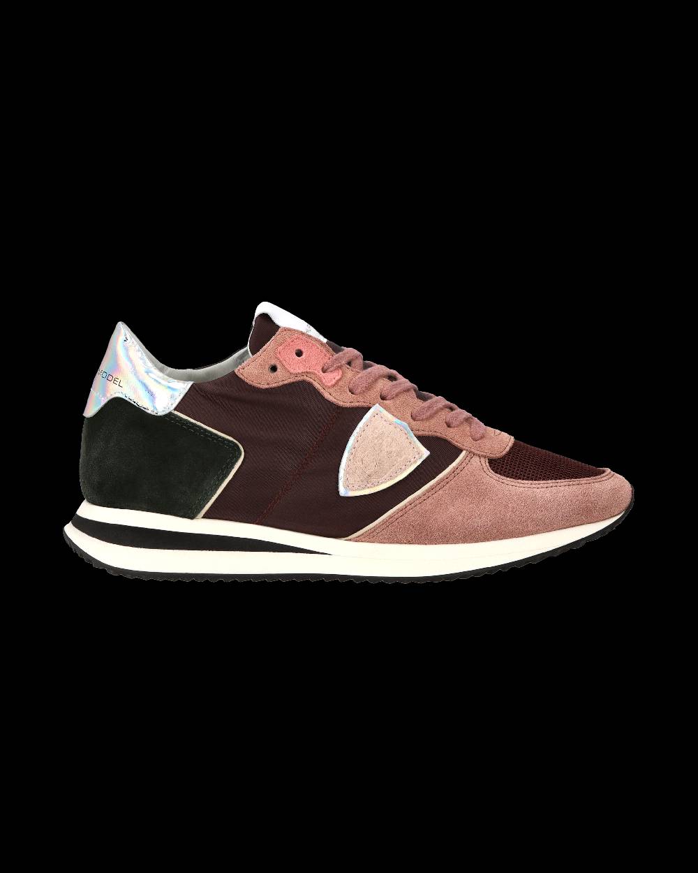 Philippe Model Sneaker Casual Trpx Da Donna In Nylon E Pelle - Bordeaux E Rosa