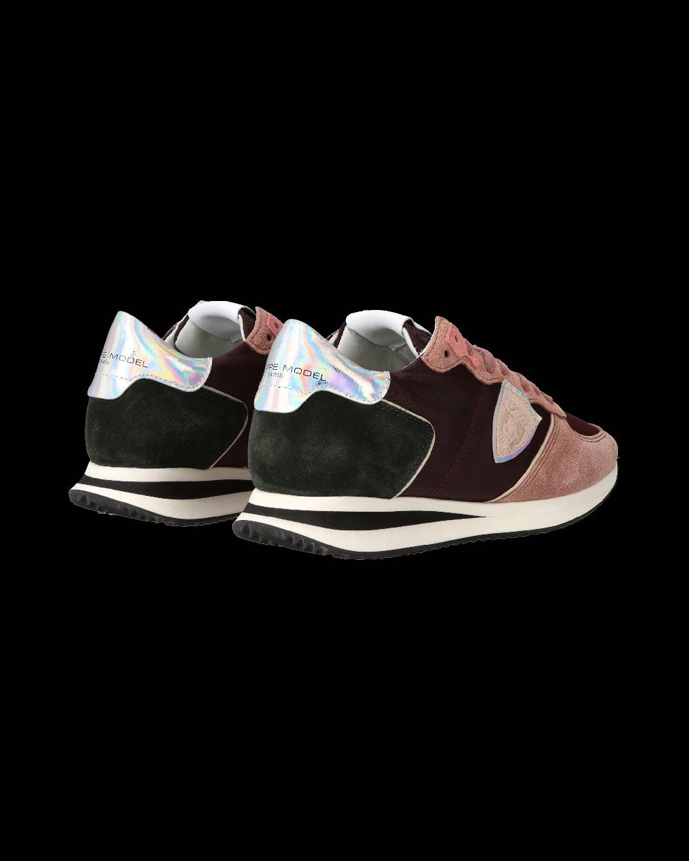 Philippe Model Sneaker Casual Trpx Da Donna In Nylon E Pelle - Bordeaux E Rosa