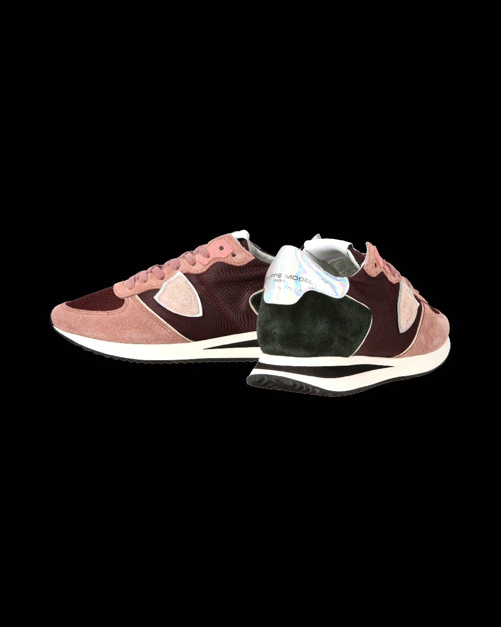 Philippe Model Sneaker Casual Trpx Da Donna In Nylon E Pelle - Bordeaux E Rosa