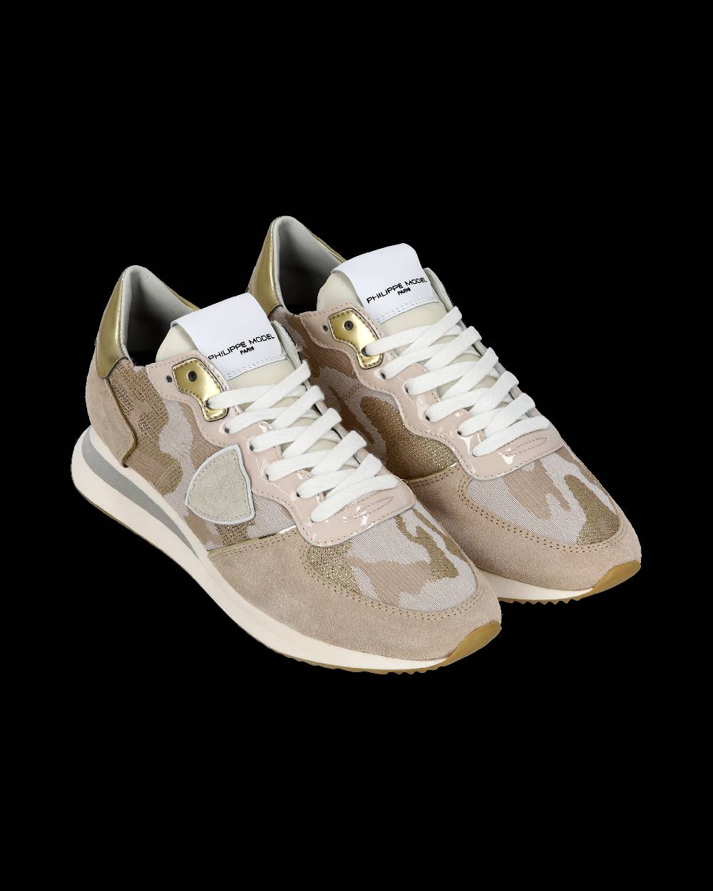 Philippe Model Sneaker casual Trpx da donna in pelle e nylon - Dorato e sabbia