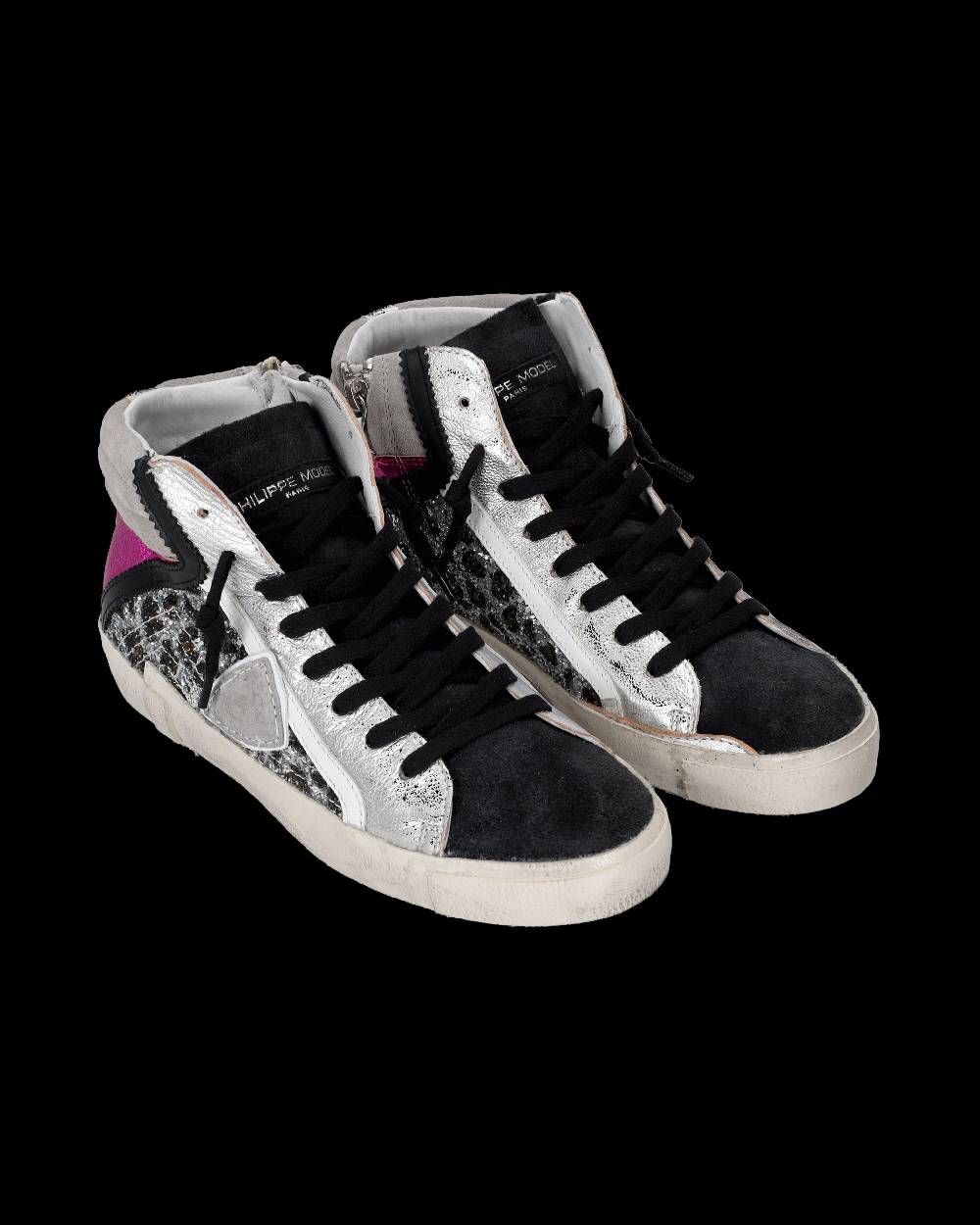 Philippe Model Sneaker high Paris donna - argento e rosa