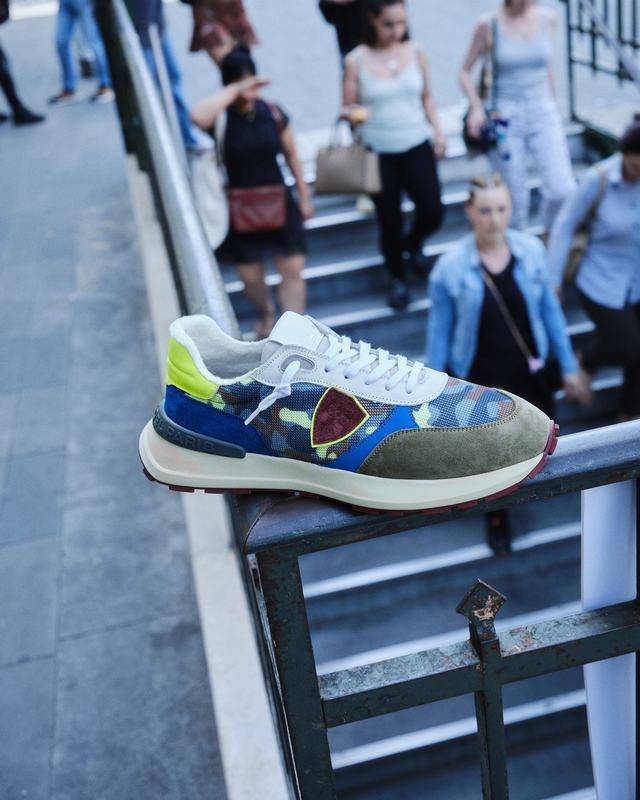 Philippe Model Sneaker Running Basse Antibes Uomo - Camouflage, Verde E Giallo
