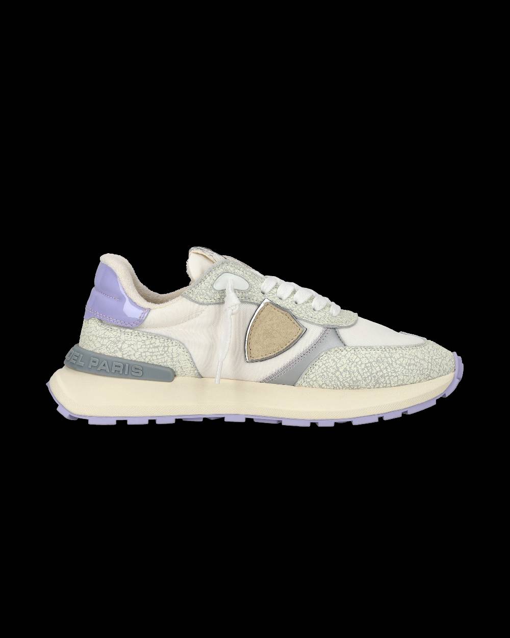 Philippe Model Sneaker Sportive Antibes Da Donna In Nylon E Pelle - Bianco E Viola