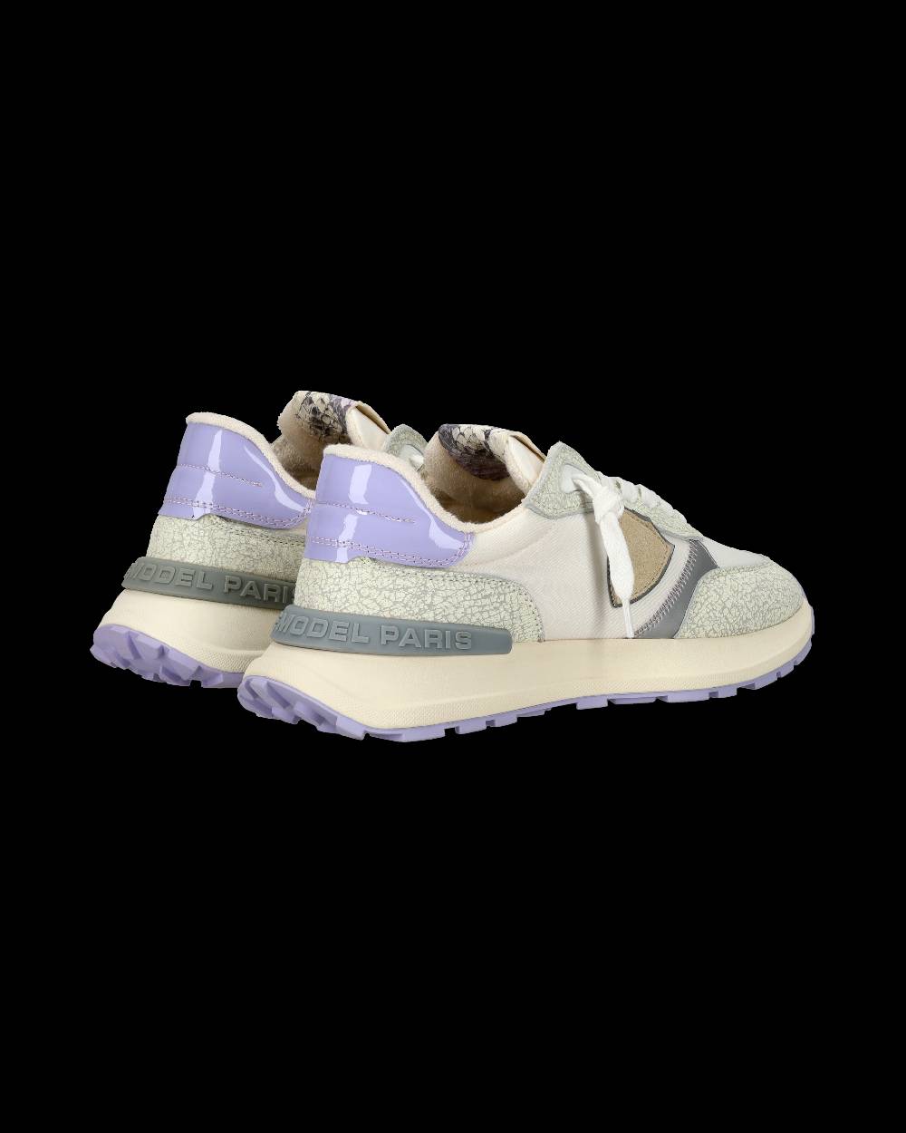 Philippe Model Sneaker Sportive Antibes Da Donna In Nylon E Pelle - Bianco E Viola