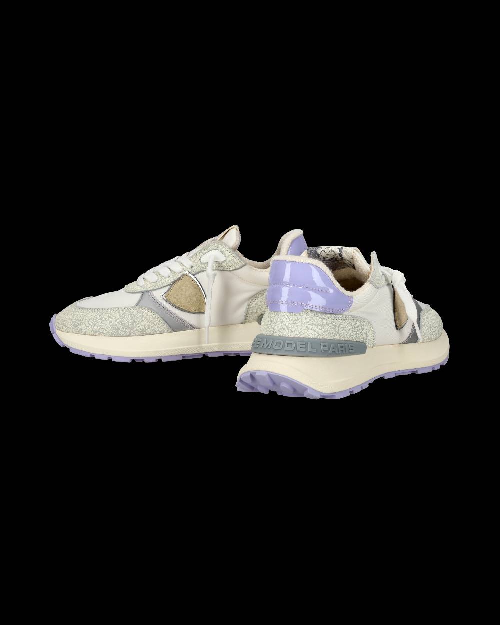 Philippe Model Sneaker Sportive Antibes Da Donna In Nylon E Pelle - Bianco E Viola