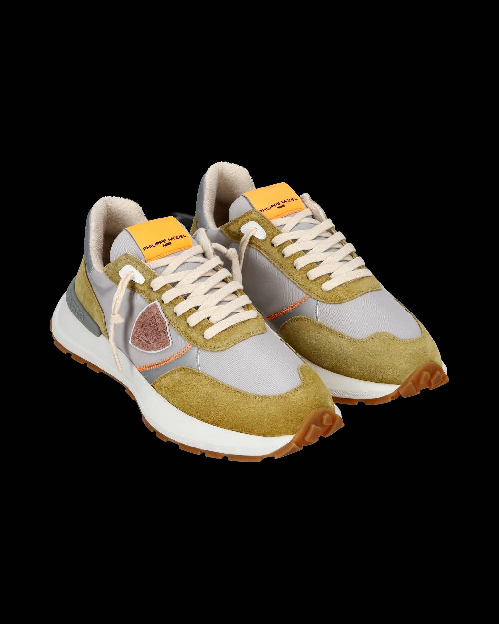 Philippe Model Sneaker sportive Antibes da uomo in nylon e pelle - Senape e grigio