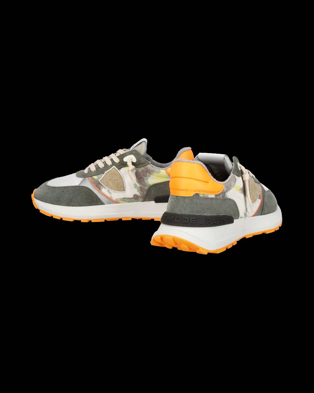 Philippe Model Sneaker Sportive Antibes Da Uomo In Tela Stampata - Verde E Arancione