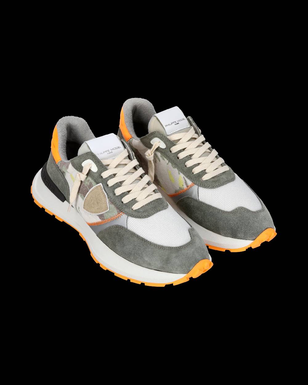 Philippe Model Sneaker sportive Antibes da uomo in tela stampata - Verde e arancione