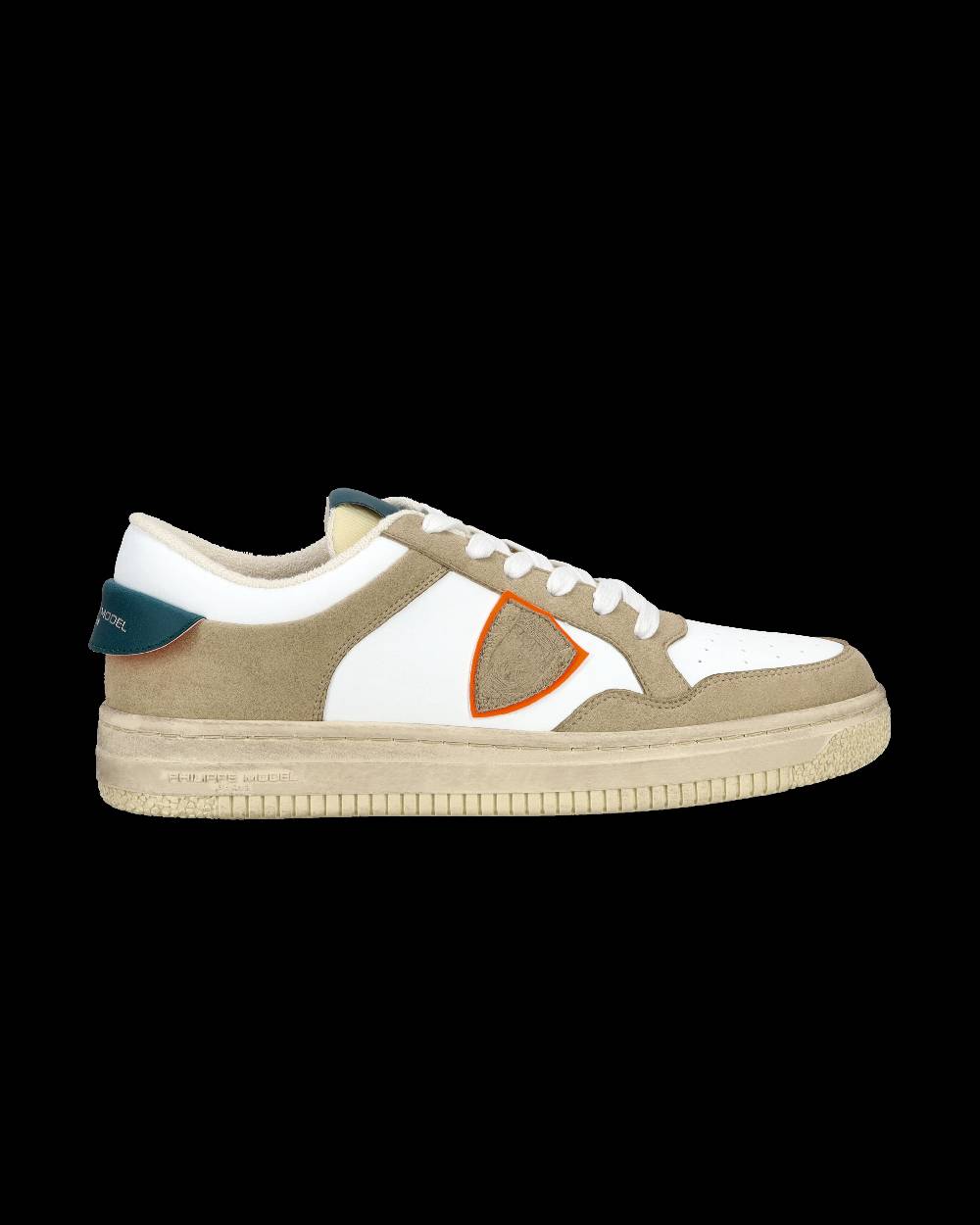 Philippe Model Sneaker Streetwear Lyon Da Uomo In Pelle Riciclata - Bianco, Verde E Arancione