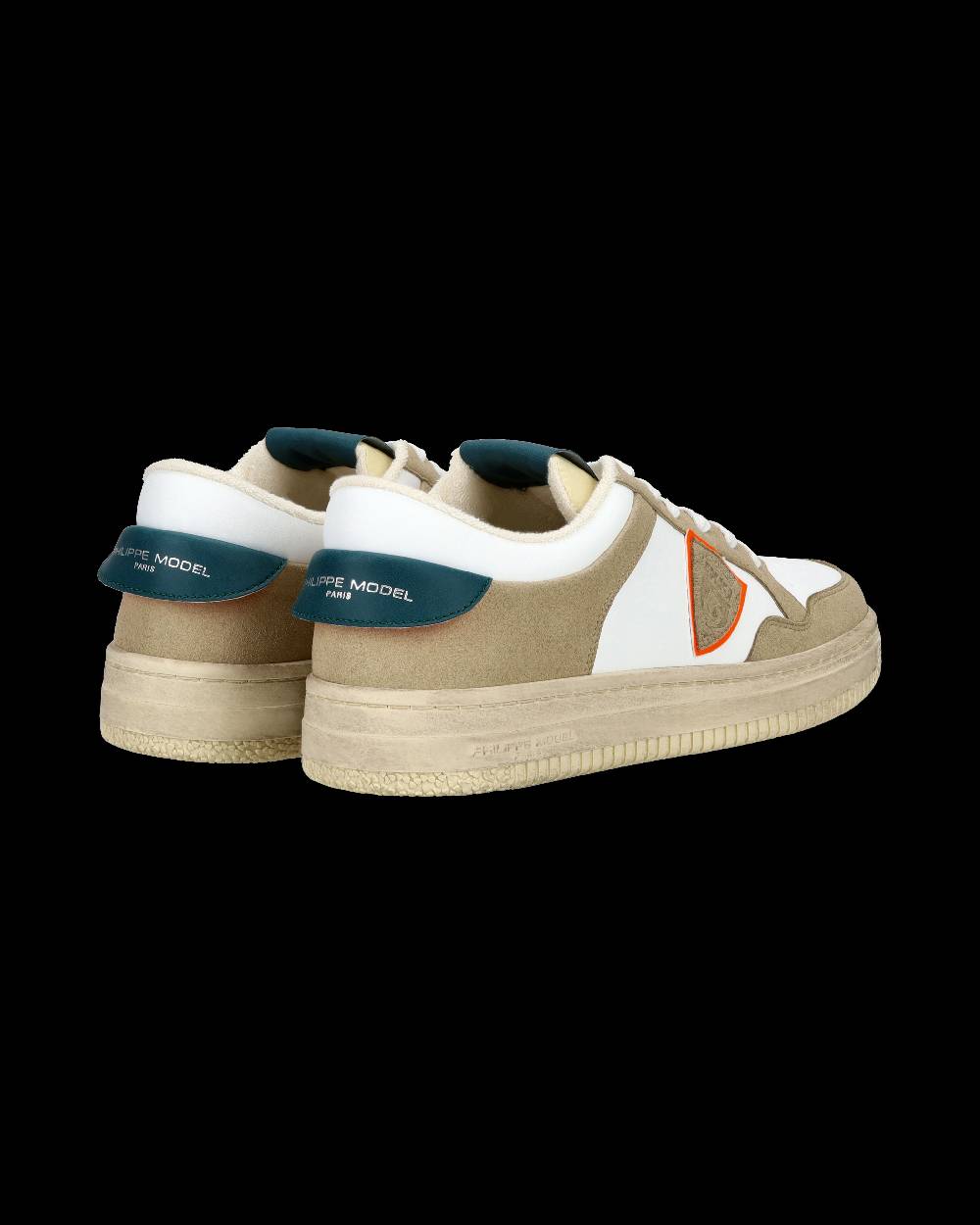 Philippe Model Sneaker Streetwear Lyon Da Uomo In Pelle Riciclata - Bianco, Verde E Arancione