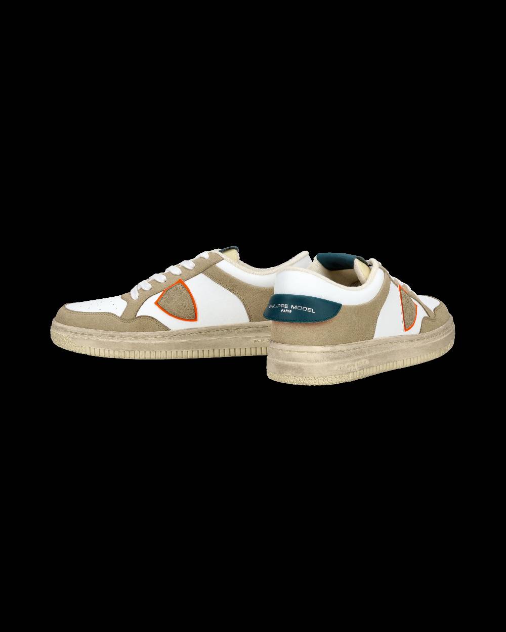 Philippe Model Sneaker Streetwear Lyon Da Uomo In Pelle Riciclata - Bianco, Verde E Arancione