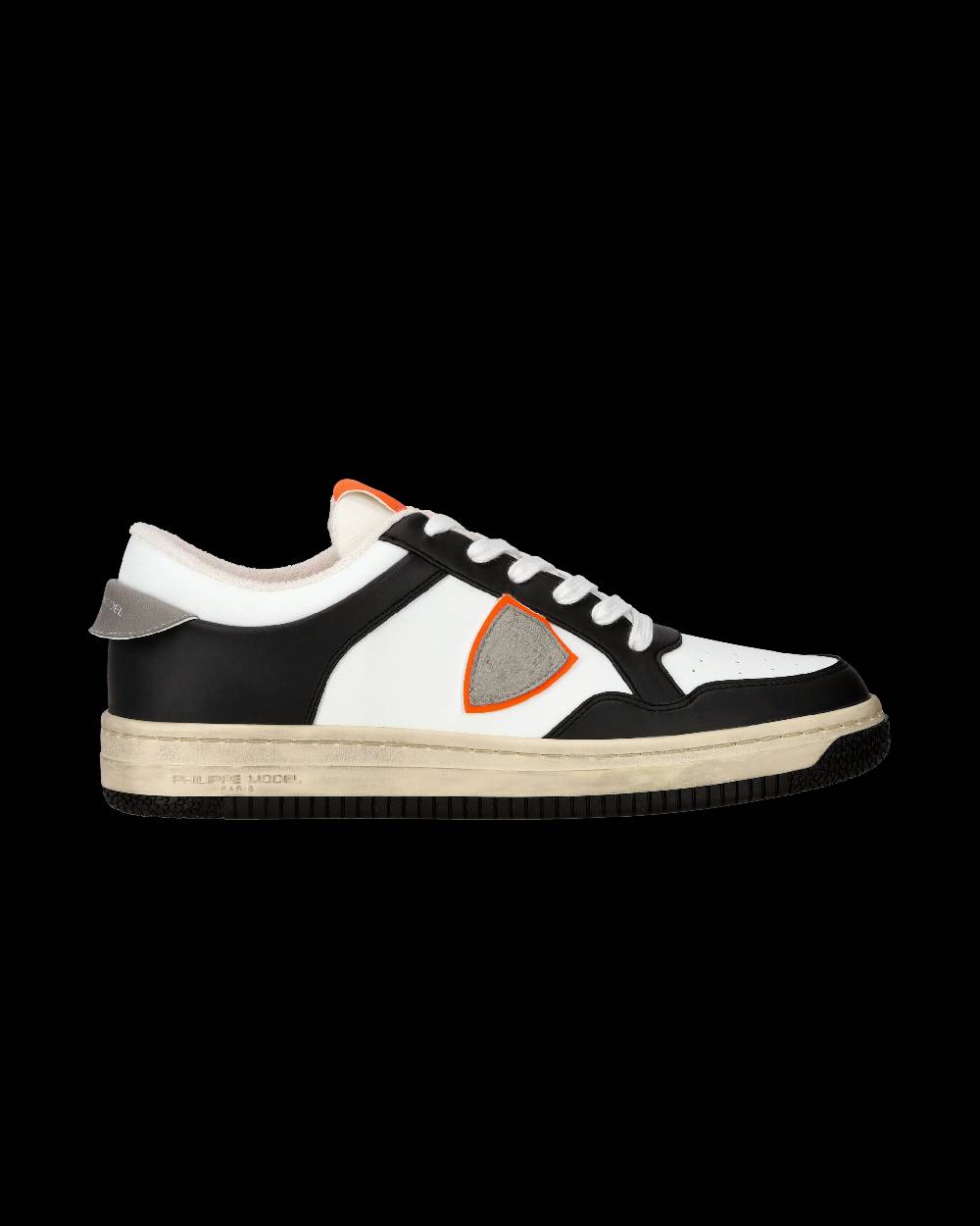 Philippe Model Sneaker Streetwear Lyon Da Uomo In Pelle Riciclata - Nero E Arancione
