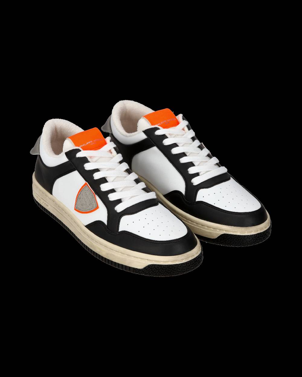 Philippe Model Sneaker streetwear Lyon da uomo in pelle riciclata - Nero e arancione