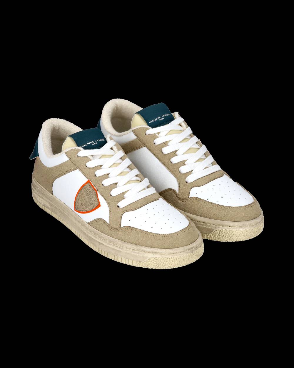 Philippe Model Sneaker streetwear Lyon da uomo in pelle riciclata - Bianco, verde e arancione