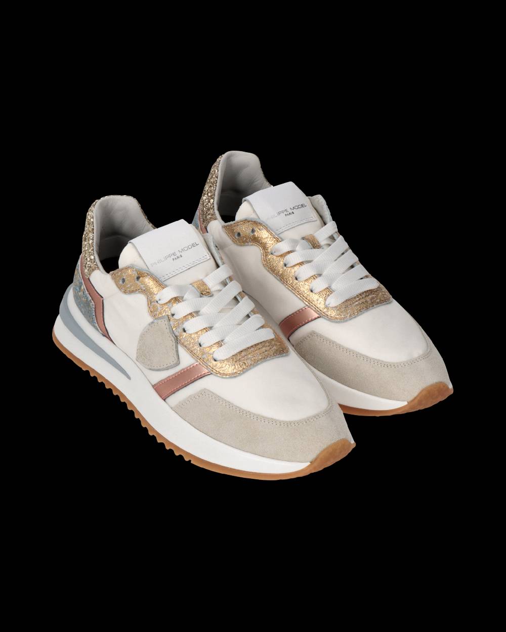 Philippe Model Sneaker Tropez 2.1 Donna, Bianco Oro e Azzurro