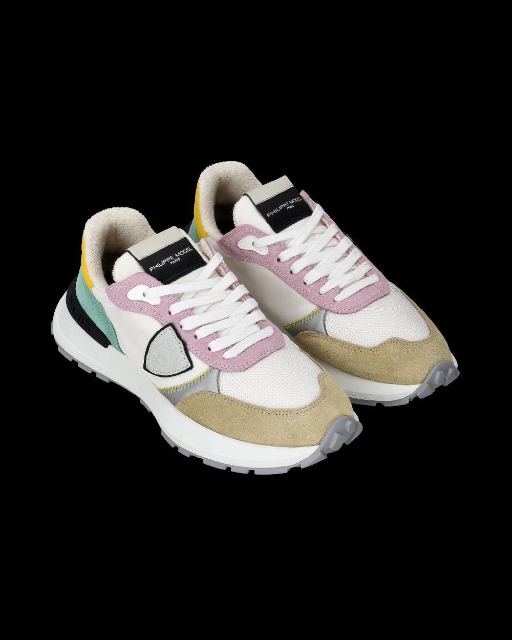 Philippe Model Sneakers Antibes da Donna Bianche e Rosa in Tessuto Tecnico